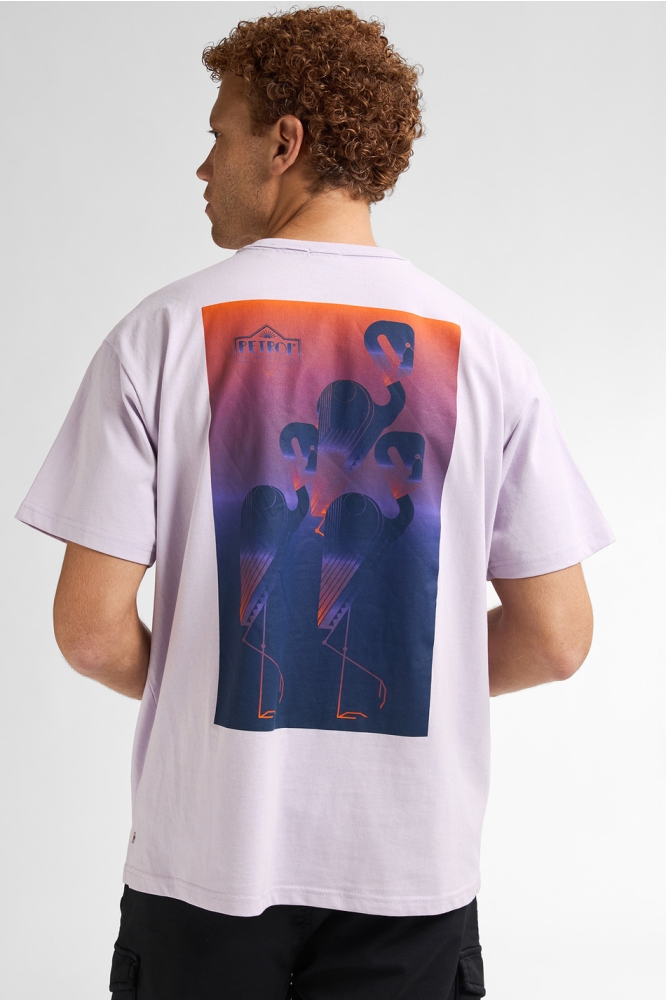 T SHIRT MET PRINT M 1050 TSR648 4111 LILAC GREY
